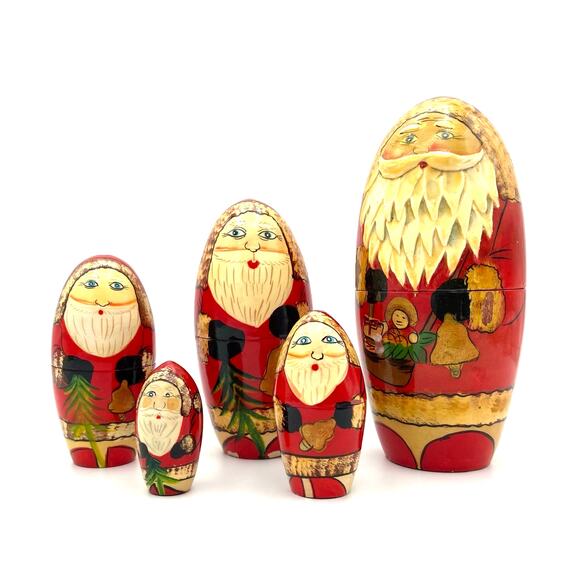 Vintage Santa Claus Wooden Nesting Dolls Set of 5 - READ - Picture 3 of 14